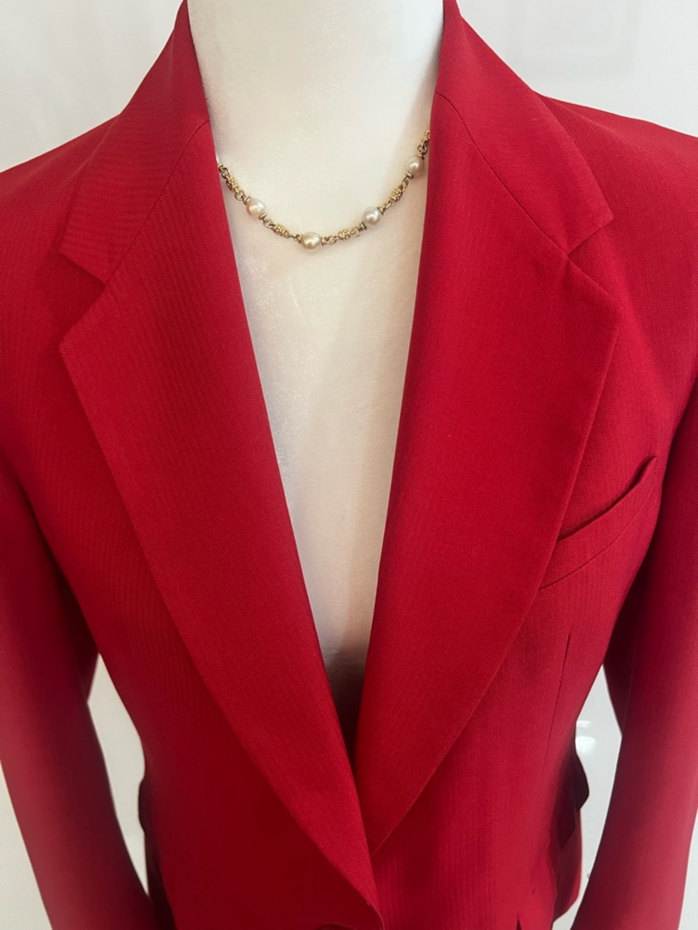 Linden Grey Tomato Red Tailored Blazer Women M Structured Chic - Picture 2 of 16